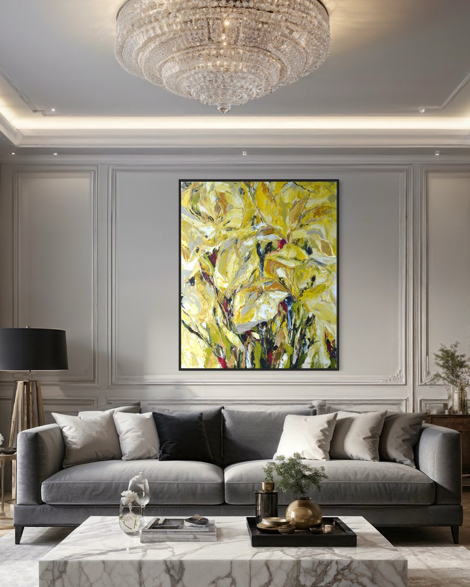 Organic Botanical Acrylic Painting By Tetiana Hutsul, 39 X 47", Wanna Be Close To You, Original Artwork