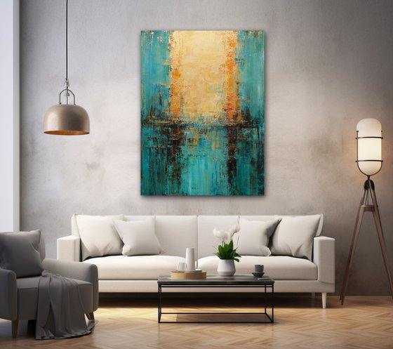 Abstraction in Turquoise and Gold