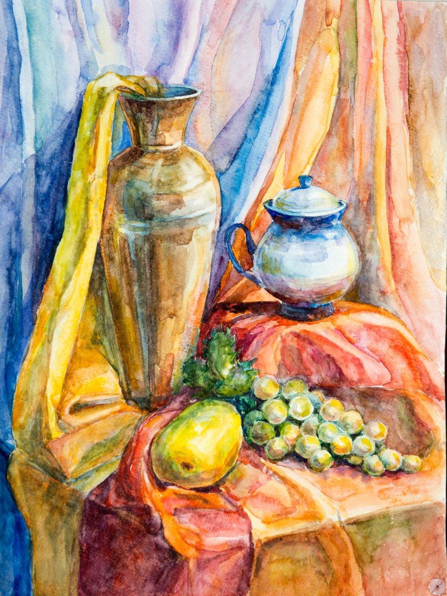 Impressionistic Still Life Watercolour By Galyna Shevchencko, 12 X 17, Still Life 1, Original Artwork