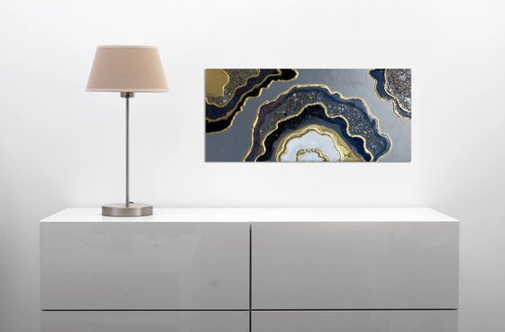 Marble Art. Gold, White, Black