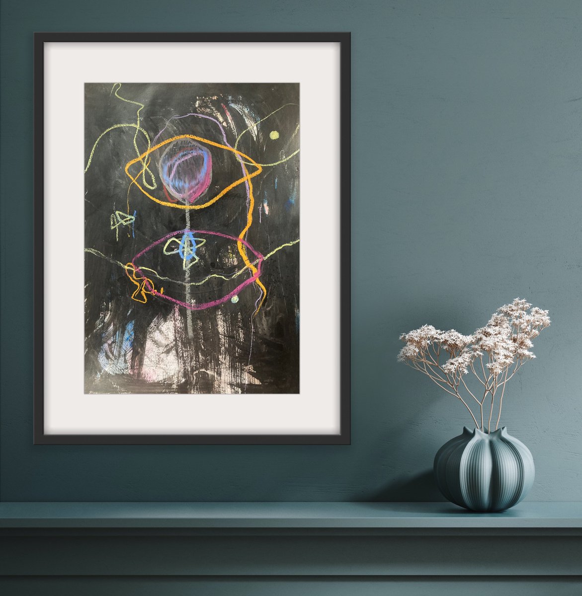 Expressive Abstract Painting By Mari Skakun, 18 X 24", A Look From The Dark, Original Artwork