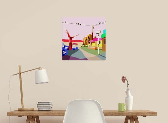 The little shop (La pequeña tienda)  (pop art, landscape)