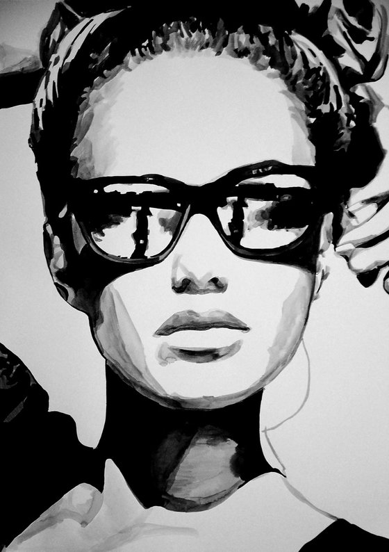 Girl with sunglasses / 101 x 72 cm