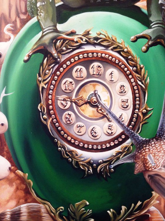 Frog on Faberge evolution- original oil painting - large size 100 x 81 cm (39' x 32')