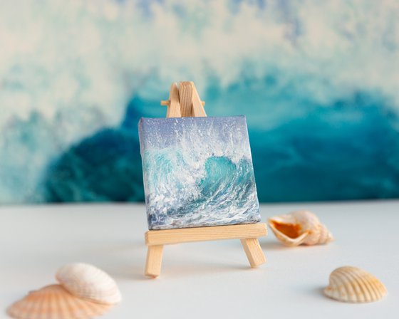 Miniature blue ocean waves