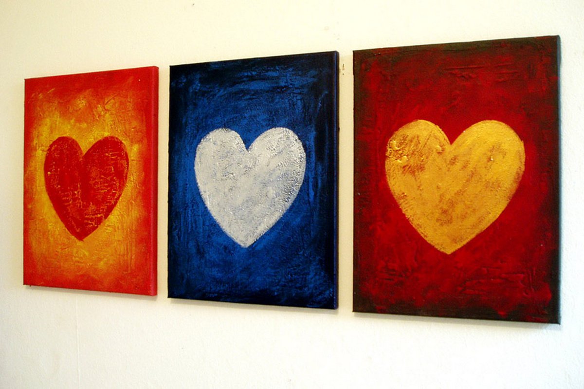 Impressionistic Painting , Three Of Hearts By Stuart Wright, 48 X 20, Artwork For Sale On Artfinder