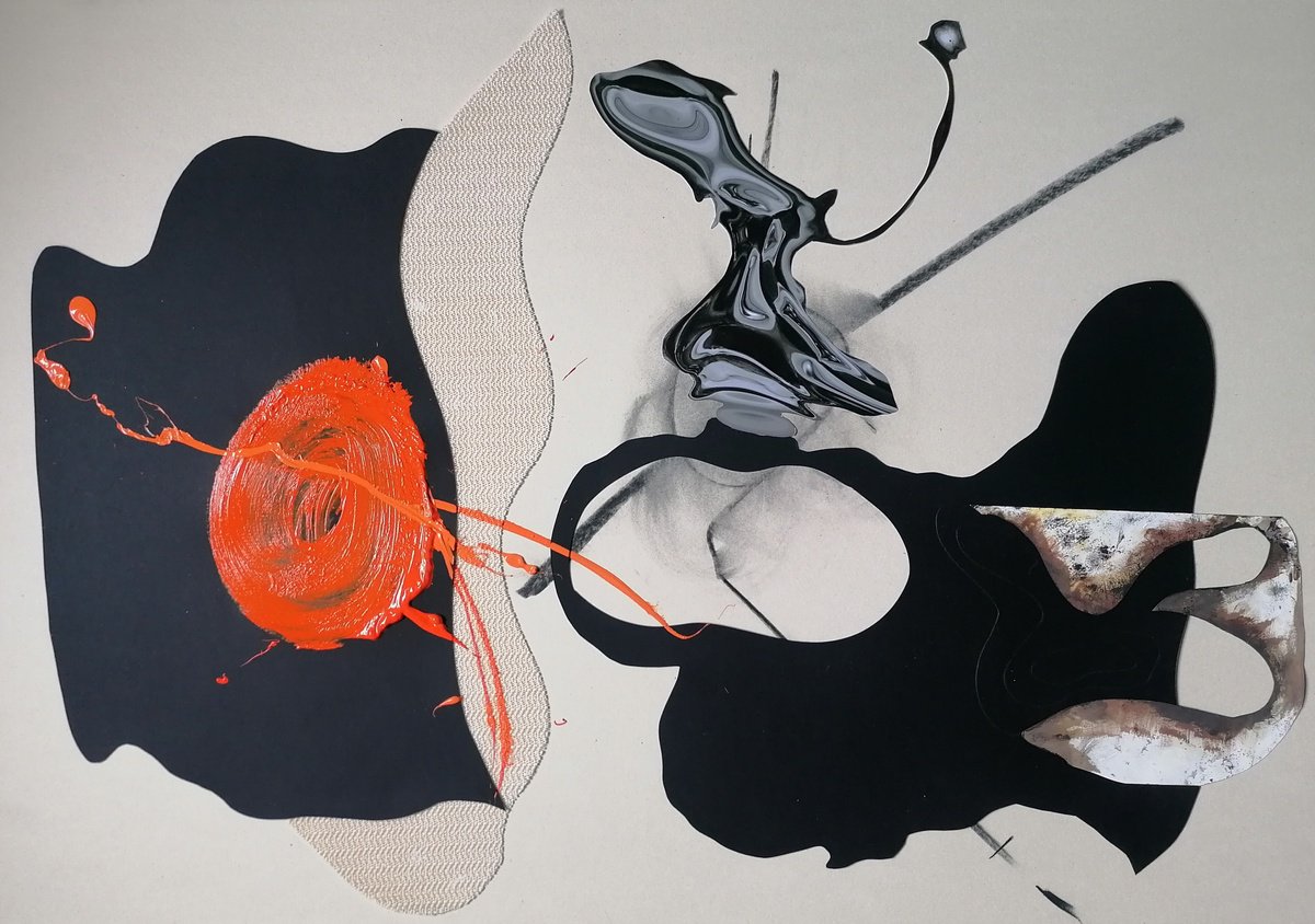 Surrealistic Abstract Acrylic Painting By Stefano Mazzolini, 39 X 28", Girsol, Original Artwork