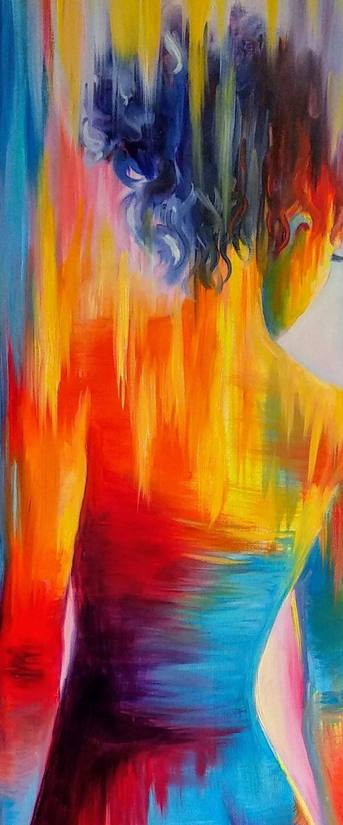 Abstract Erotic Art Naked Woman Nude Sexy Girls Back Large Painting Female Figure by Anastasia Art Line