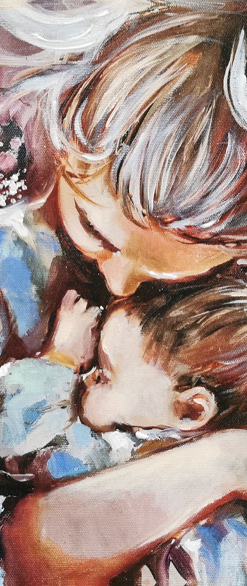 Print on canvas hug baby by Annet Loginova