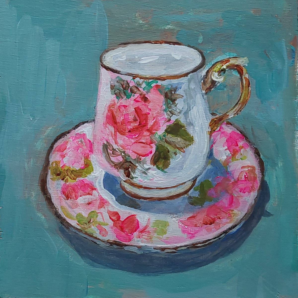 English Teacup By Els Driesen, 8 X 8, Artwork For Sale On Artfinder