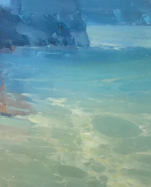 Foggy Ocean, Original oil painting, Handmade artwork, One of a kind by Vahe Yeremyan