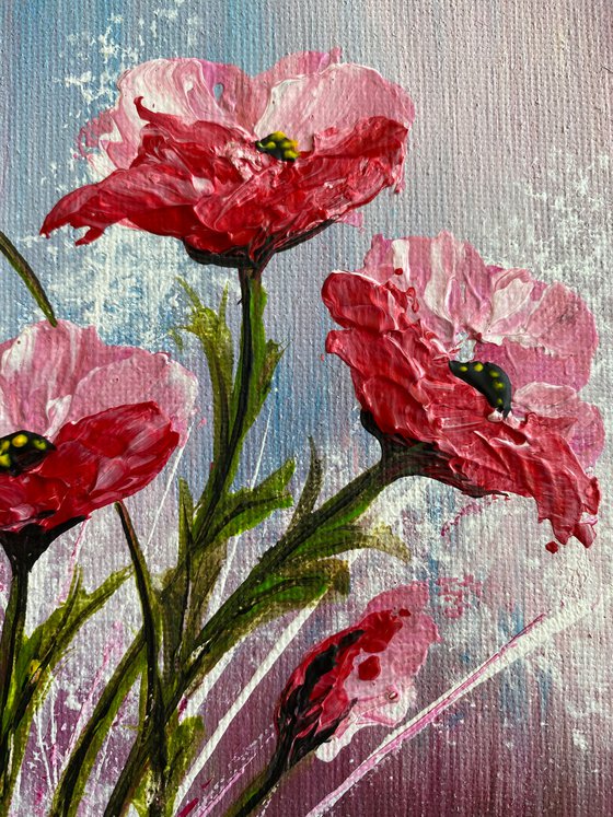 Textured Pink Poppies