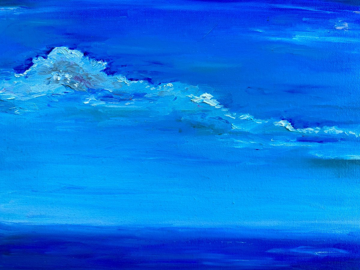 Impressionistic Landscape Oil Painting By Irina Anis, 16 X 12, Blue Sea, Original Artwork