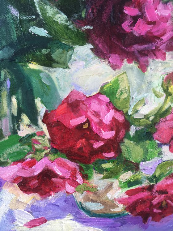 Peonies and roses
