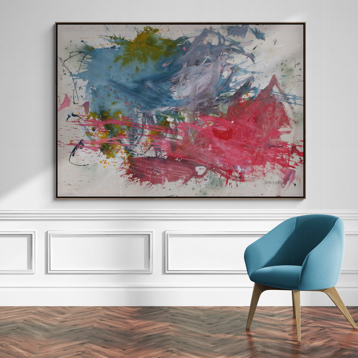 Expressive Abstract Painting By Daniela Schweinsberg, 79 X 55, Sketches Of A Pastel Afternoon, Original Artwork