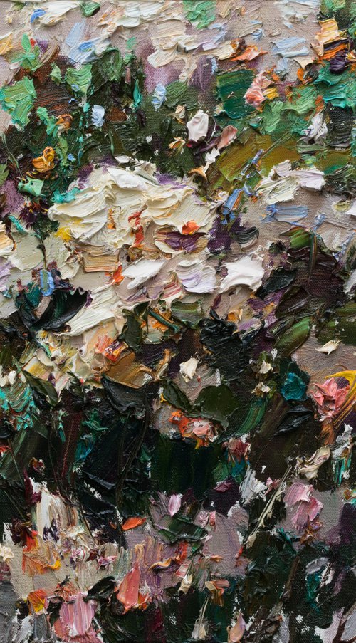 Summer  roses Impasto Original oil painting by Anastasiia Valiulina