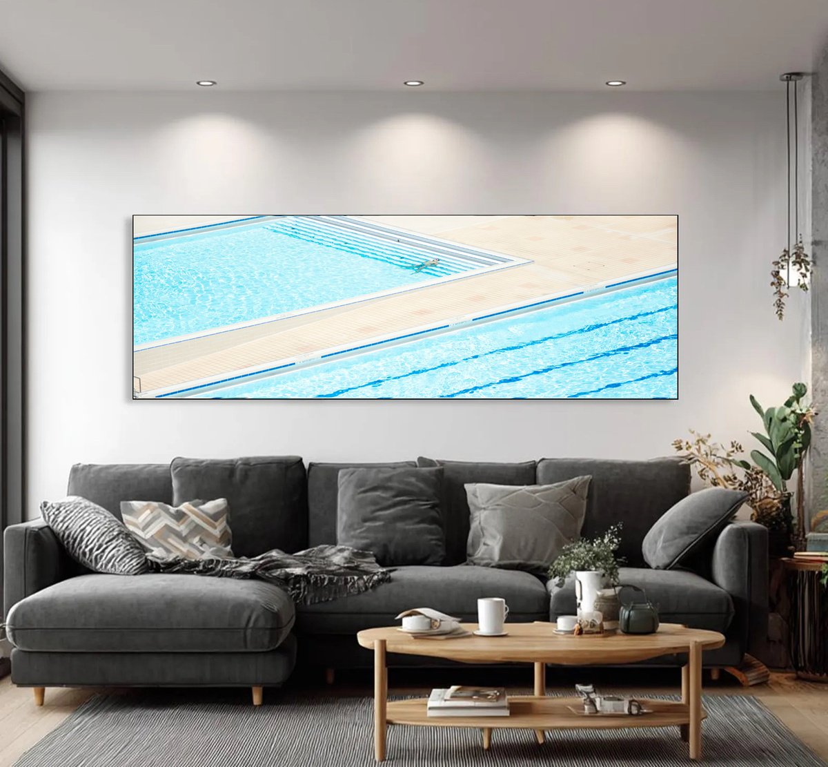 Geometric Portrait Photograph By Serge Horta, 60 X 20", Natatorium No.2, Original Artwork