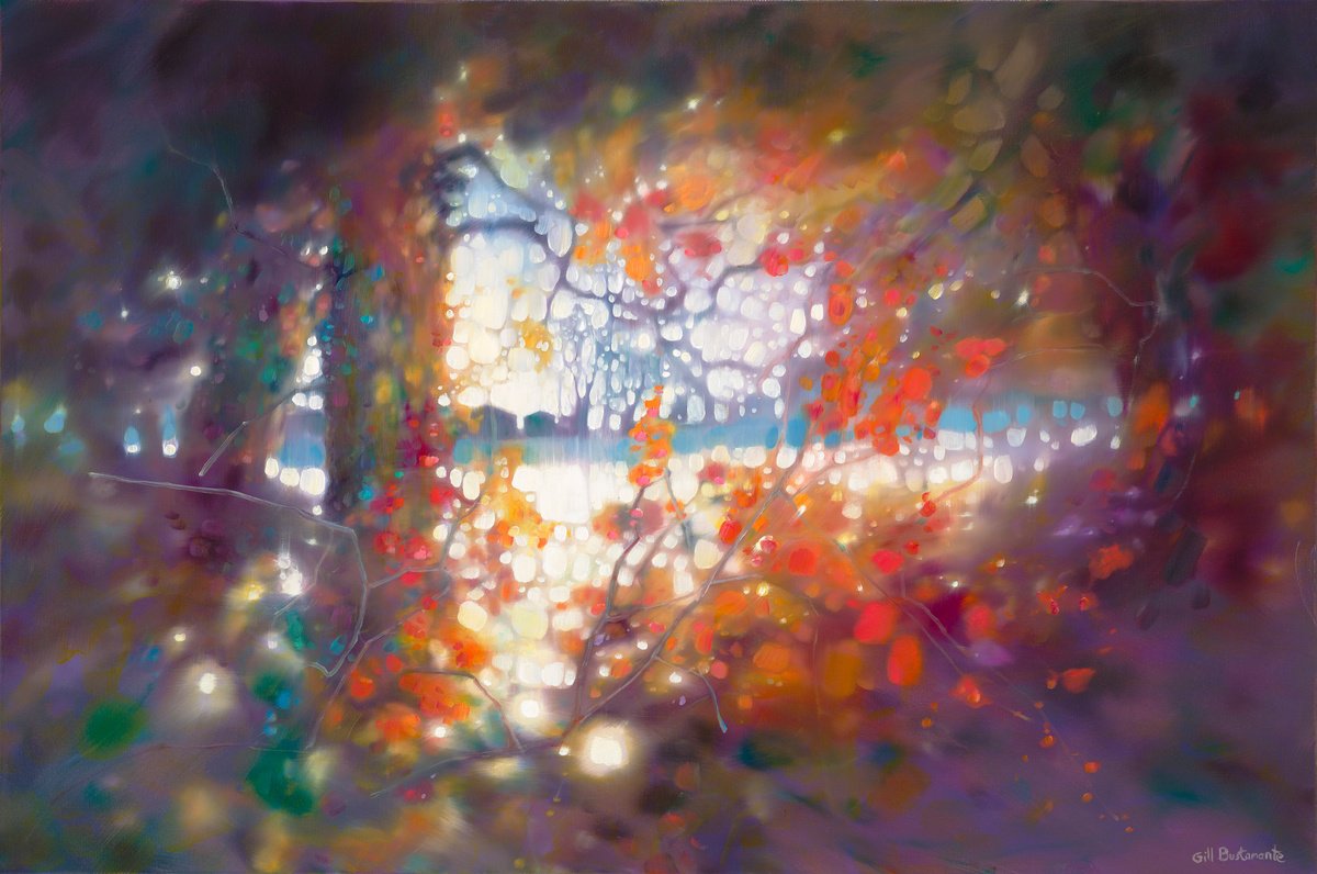 Expressive Landscape Oil Painting By Gill Bustamante, 36 X 24, Winter Calling, Original Artwork