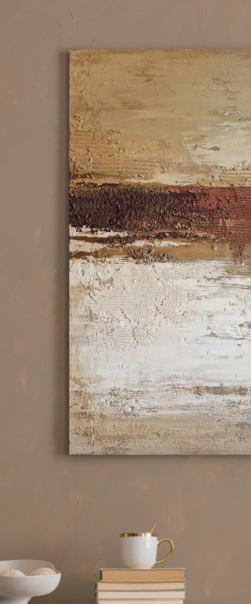 "Umber" Abstract brown cream textured art by Marine