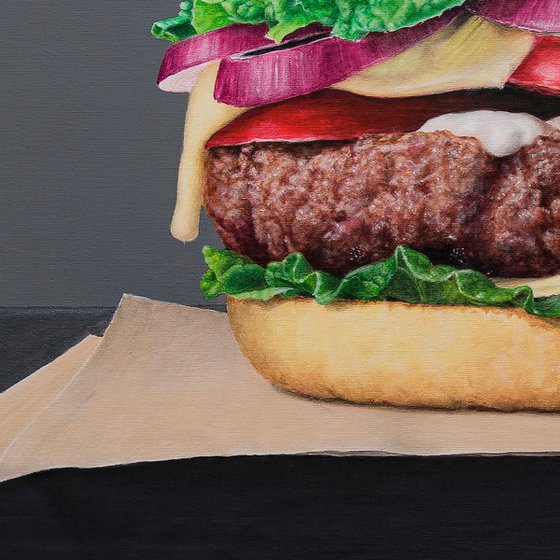 Hyperrealistic still life "Just Cheeseburger..."