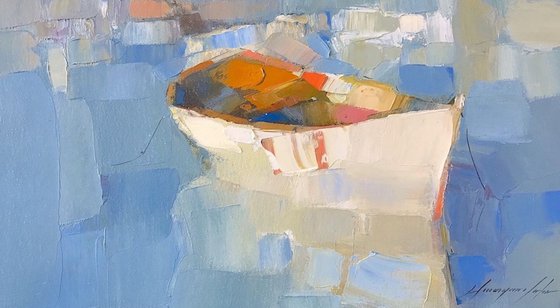 Boat, Original oil painting, Handmade artwork, One of a kind