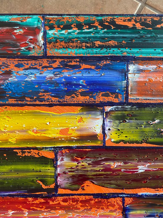 "Color Stacking" - Original PMS Abstract Oil Painting On Canvas - 24" x 32"