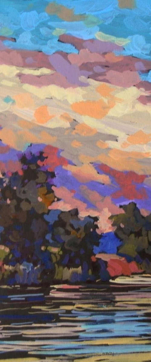 River. Original painting 30x21 cm by Sergey  Kachin
