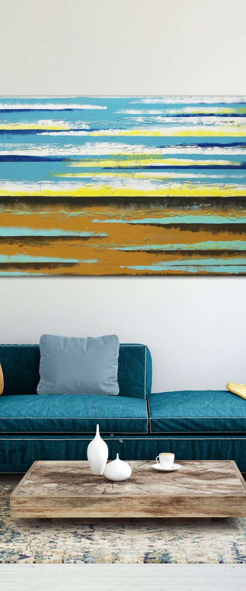 XL Canvas - Sea View Landscape - Abstract Large Painting - Ronald Hunter - 21J by Ronald Hunter