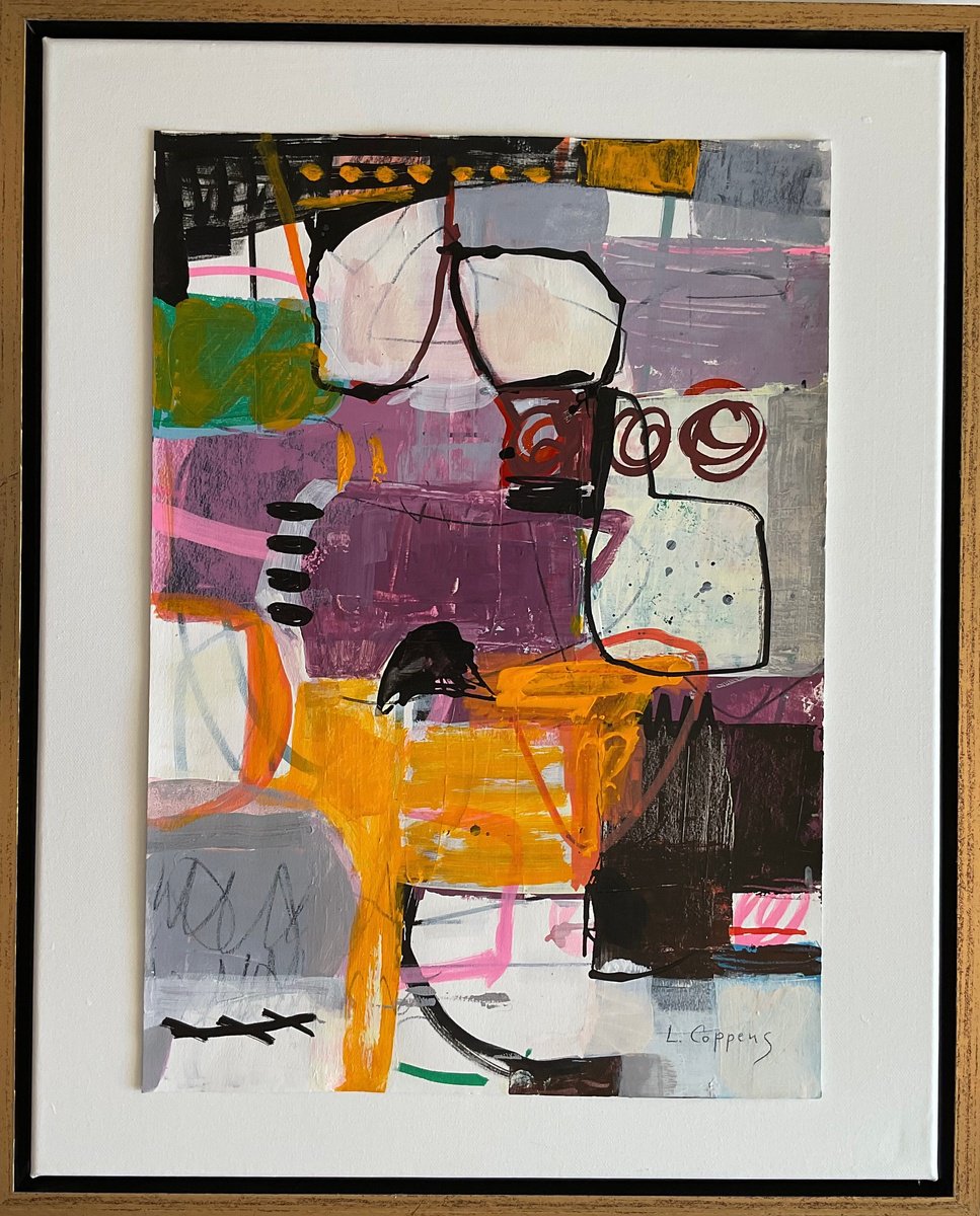 Abstract Painting By Linda Coppens, 17 X 21", Co-2025-01, Original Artwork