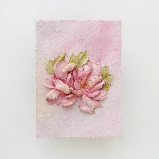 Impasto painting, 3D floral art "July rose"