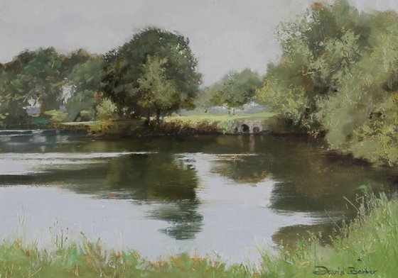 Doddington Pool - plein air oil painting