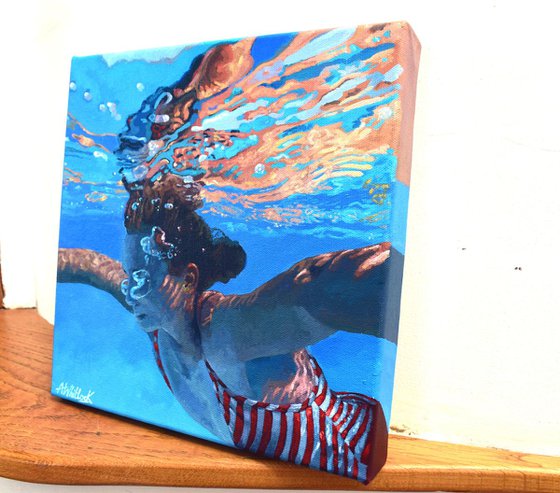 Underneath VIII - Miniature swimming painting