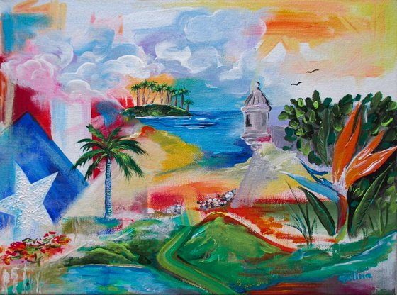 Dreaming of Puerto Rico 060222 - acrylic original painting on stretched canvas