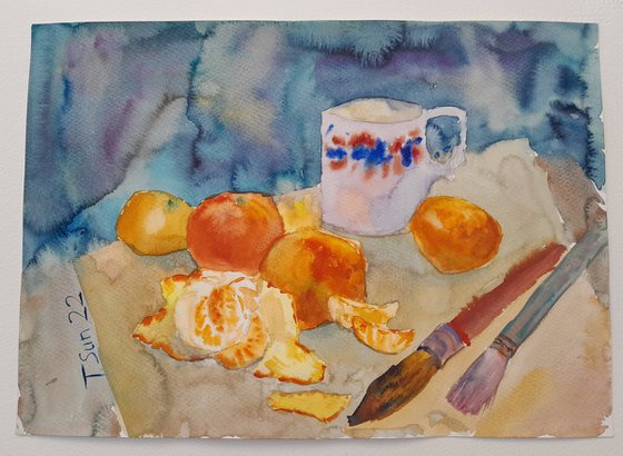 Art still life with tangerines Painting