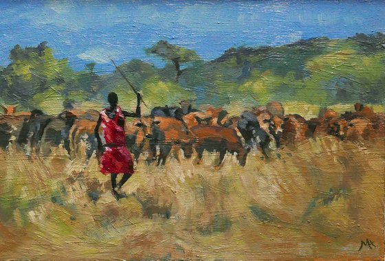 Masai Herder with cattle