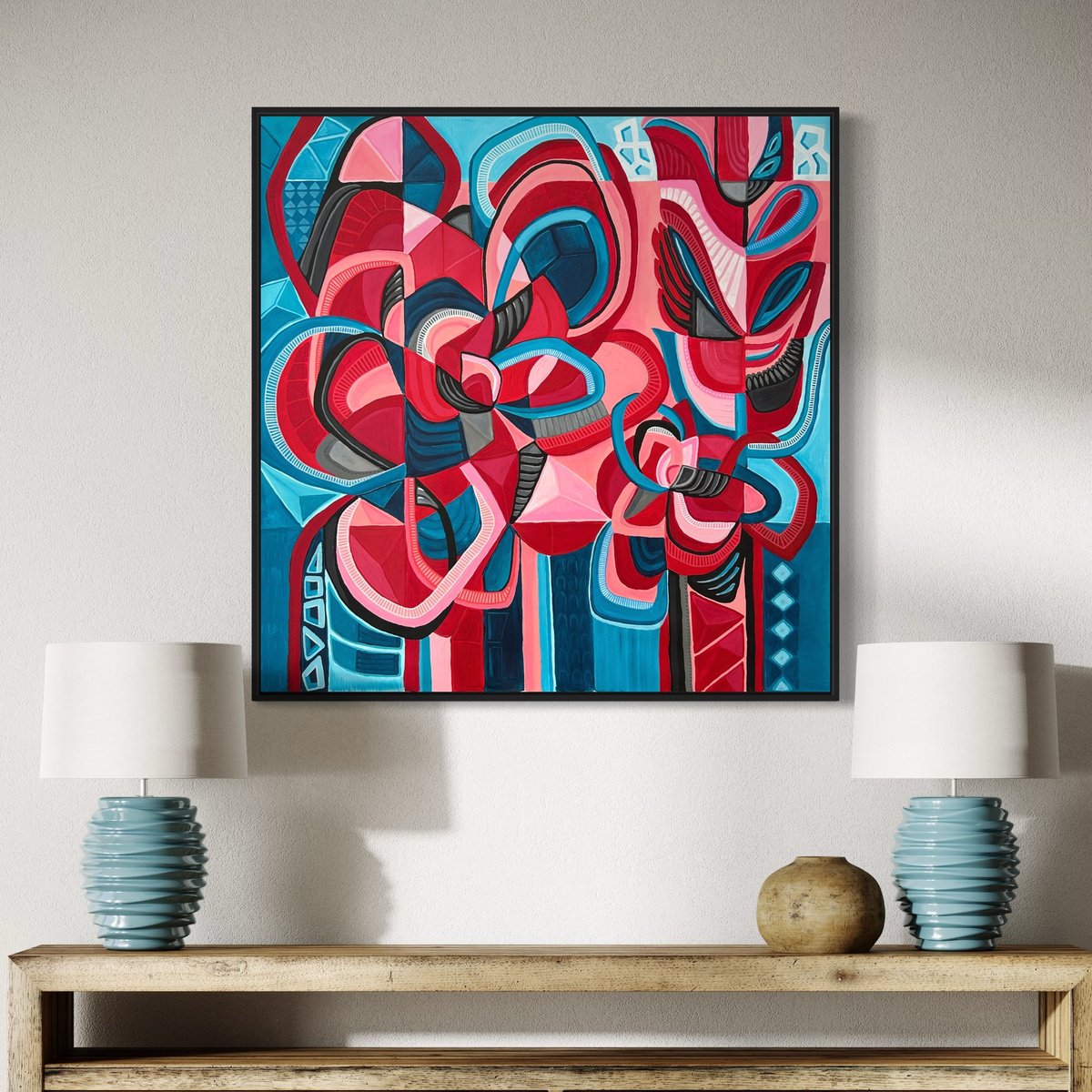 Abstract Acrylic Painting By Samantha Malone, 37 X 37", Possibilities, Original Artwork