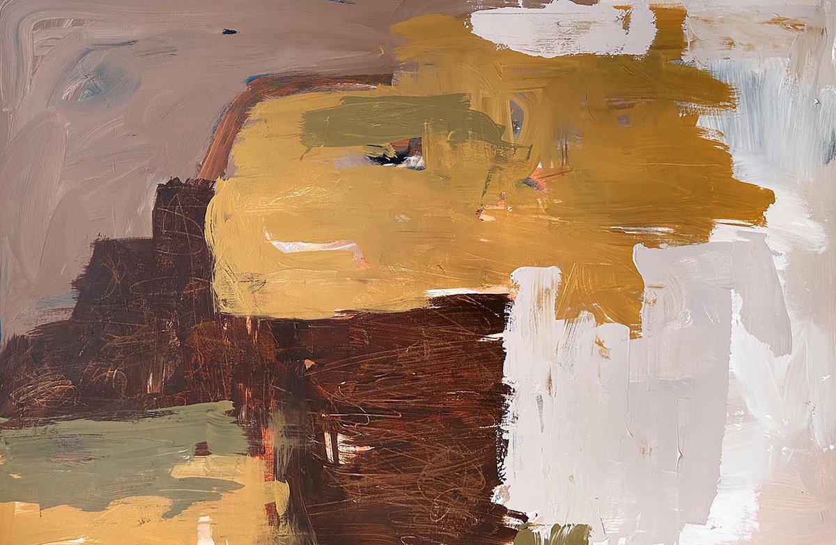 Abstract Acrylic Painting By Omar Obaid, 59 X 39", Reflection, Original Artwork