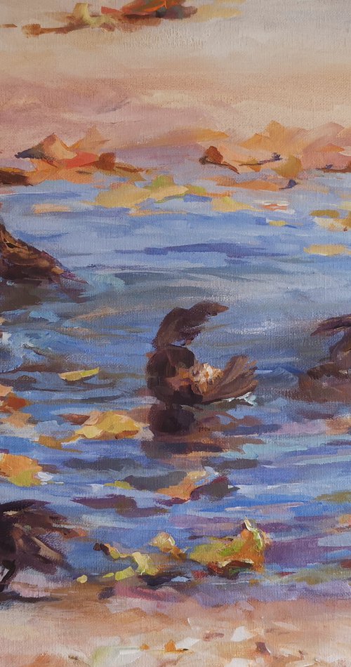 Autumnal bathing (16×20") by Alexander Koltakov