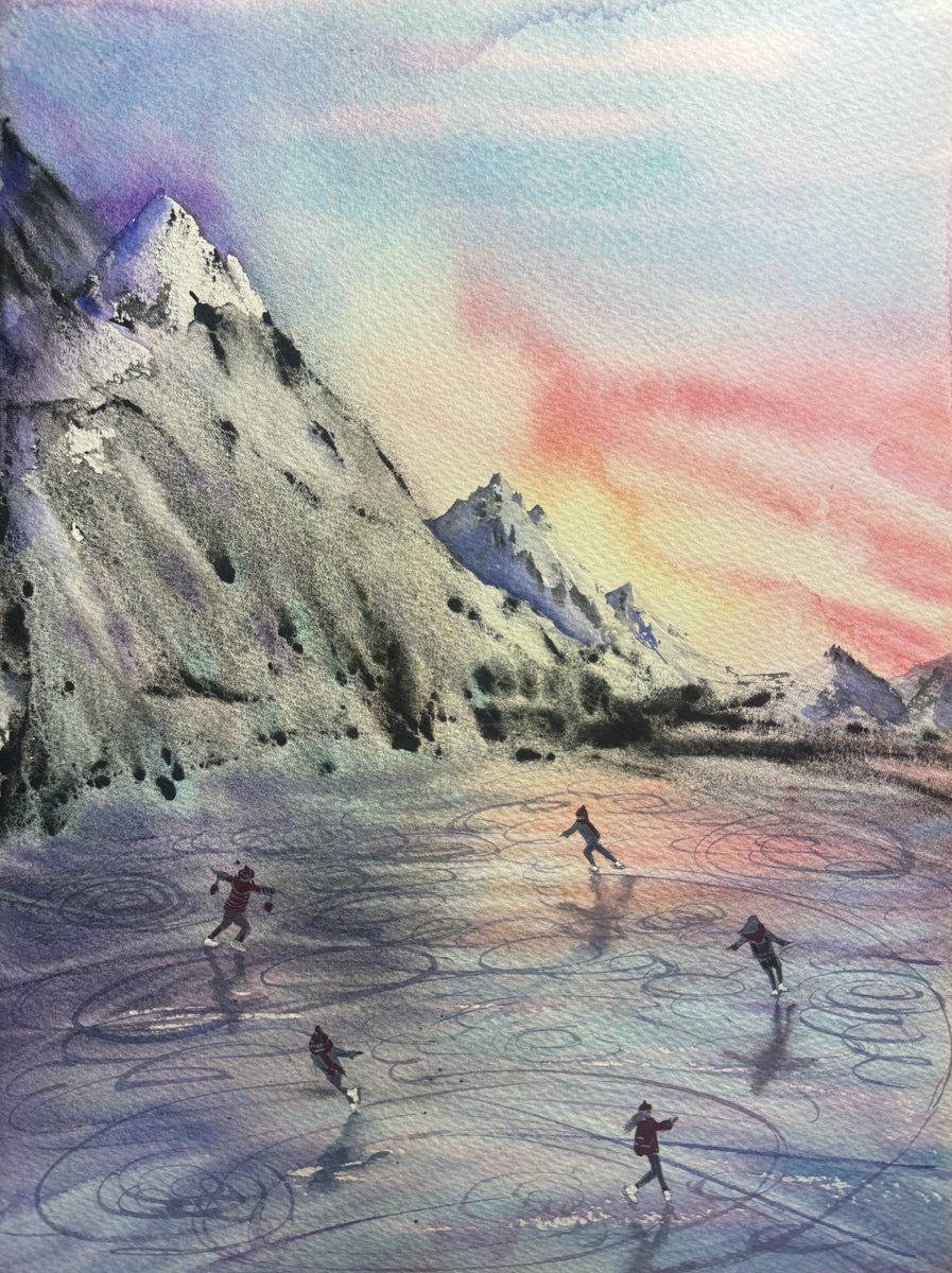 Impressionistic Watercolour , Christmas Is Coming. Lapland By Yuliia Sharapova, 16 X 20, Artwork For Sale On Artfinder