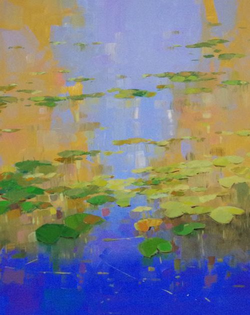 Waterlilies- Autumn Palette, Large Original oil Painting, Impressionism, Handmade artwork, One of a Kind by Vahe Yeremyan