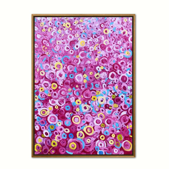 Pink mosaic, abstract pink painting