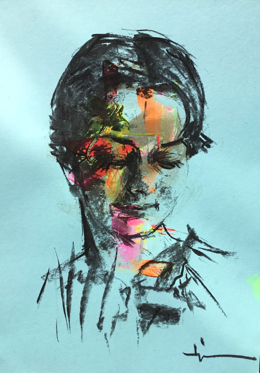 Expressive Charcoal Drawing , Simone By Dominique Deve, 9 X 13, Artwork For Sale On Artfinder