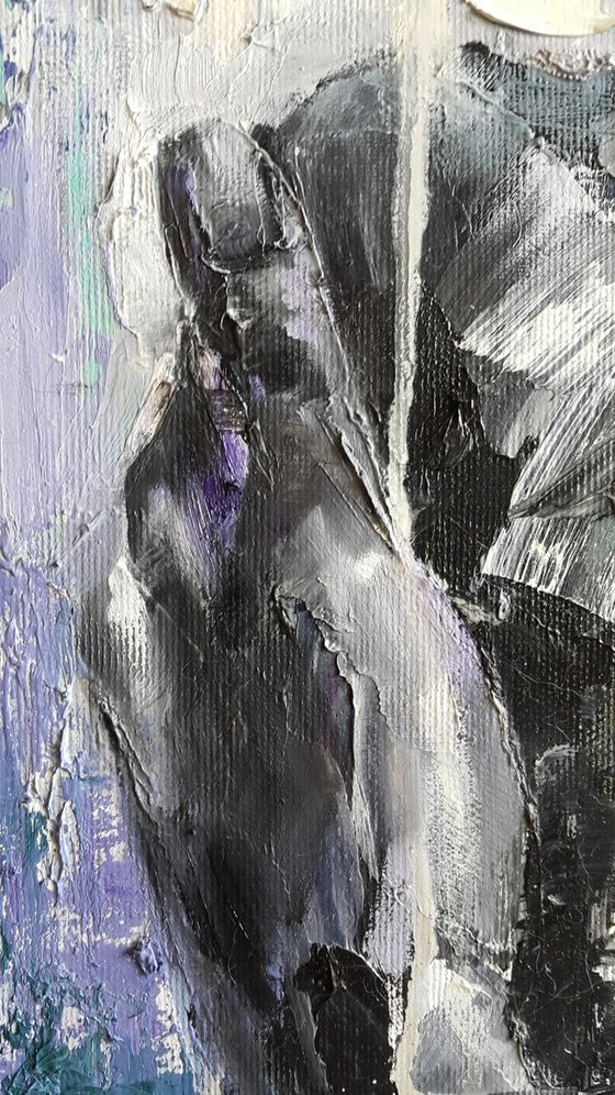 Tenderness of touch - painting oil original, abstract portrait woman, female figure