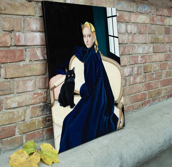 Black Cat on a Yellow Sofa