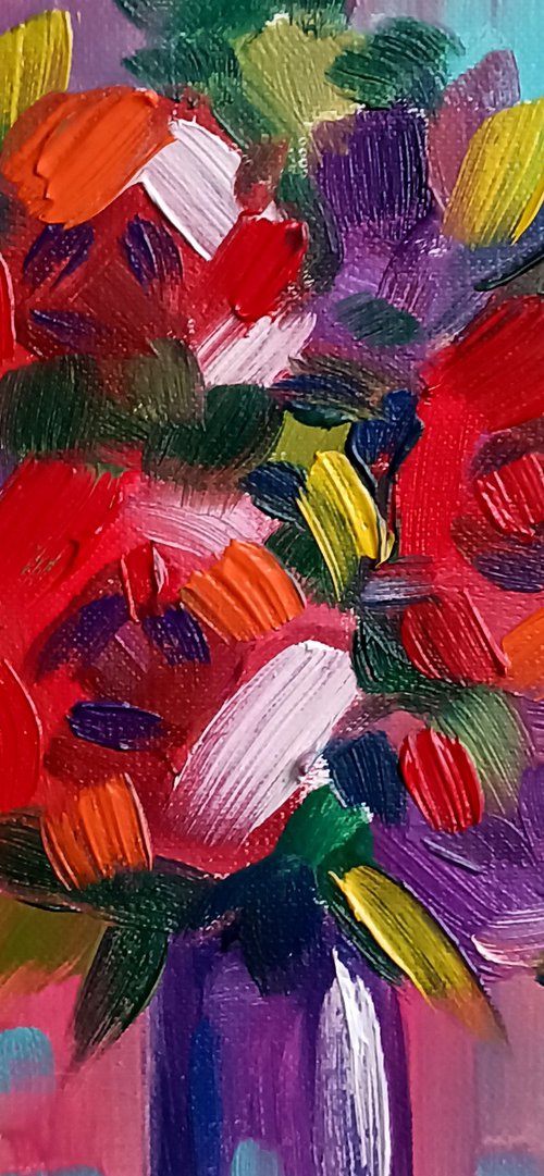 World of Fragrances - small bouquet, small painting, bouquet, flowers oil painting, oil painting, flowers, postcard, gift idea, gift for woman by Anastasia Kozorez
