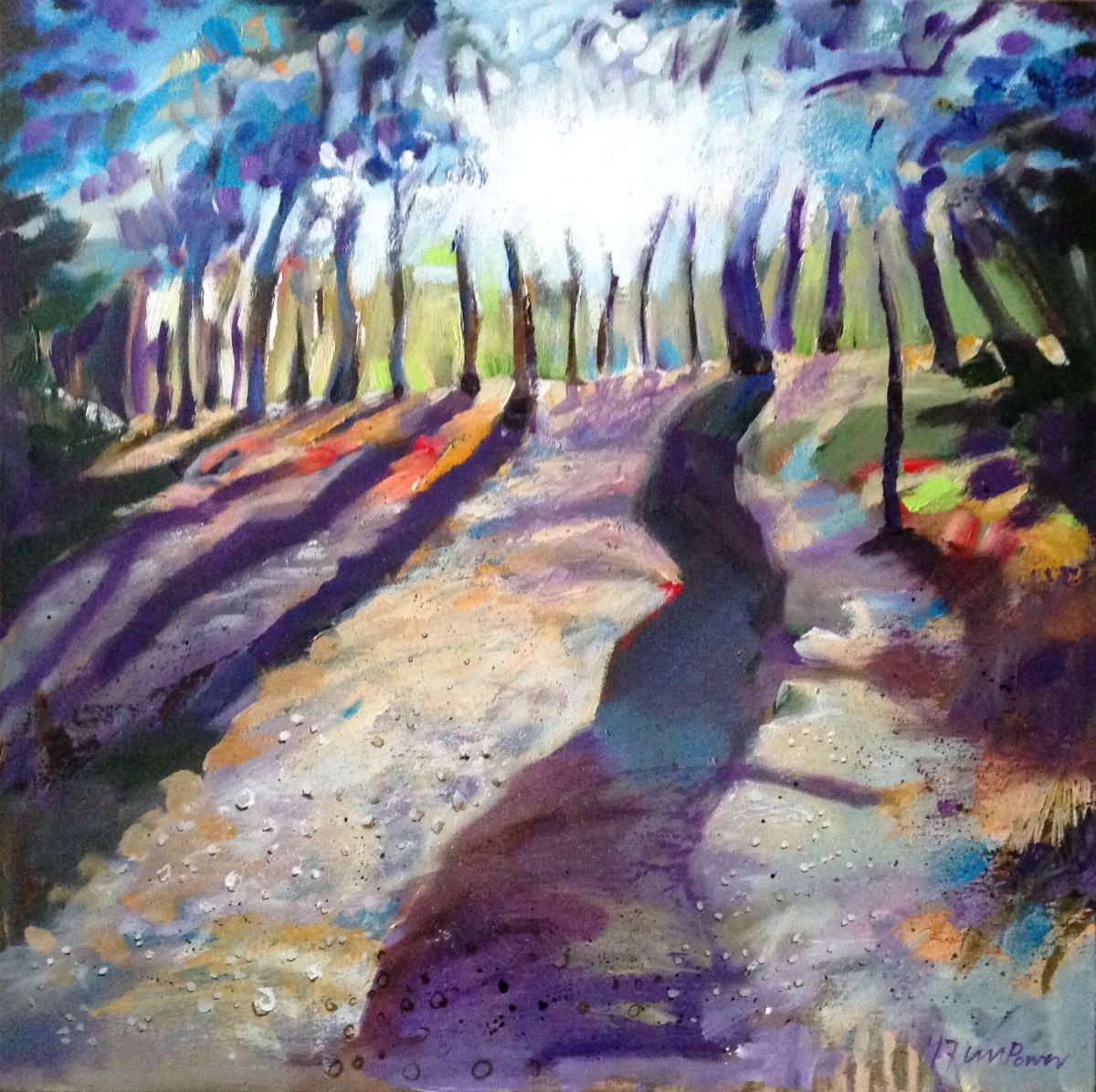 Purple Shadows - Abstract woodland Landscape on canvas by Luci Power