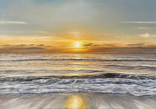 GOLD WAVES ocean sunset 2024 by Aflatun Israilov