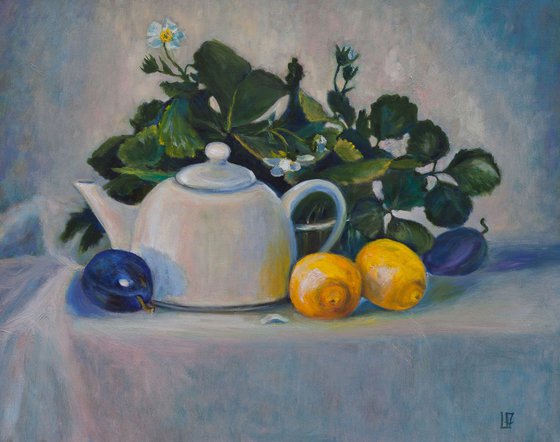 Still Life With Strawberry Flowers