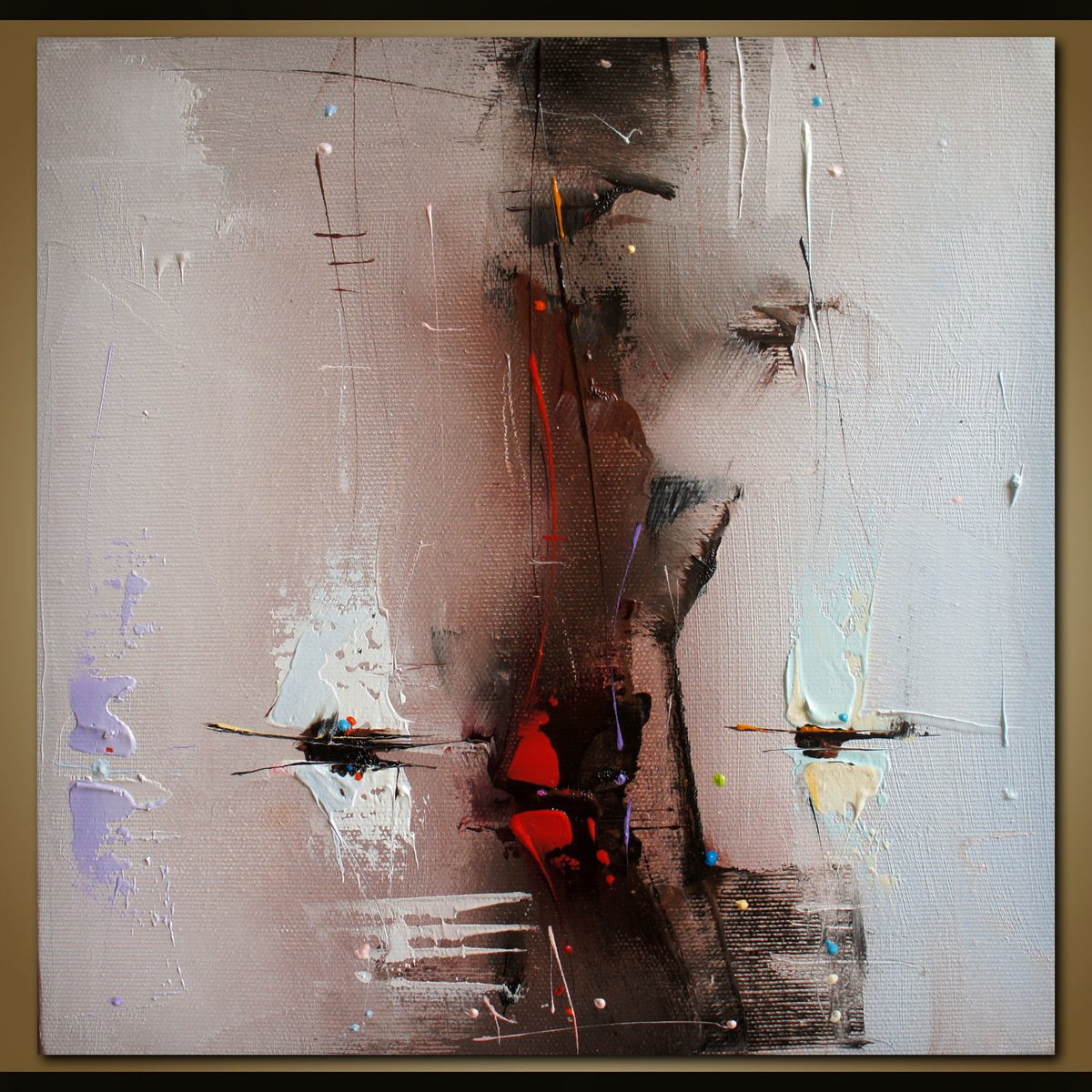 Geometric Landscape Oil Painting By Stanislav Lazarov, 10 X 10", Mystic Story, Original Artwork