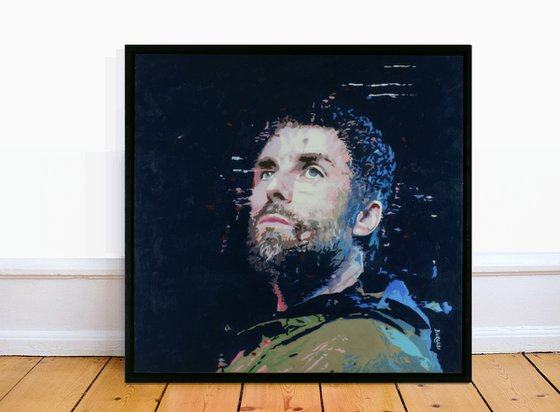 As You Were - Liam Gallagher large framed oil painting 24" x 23"